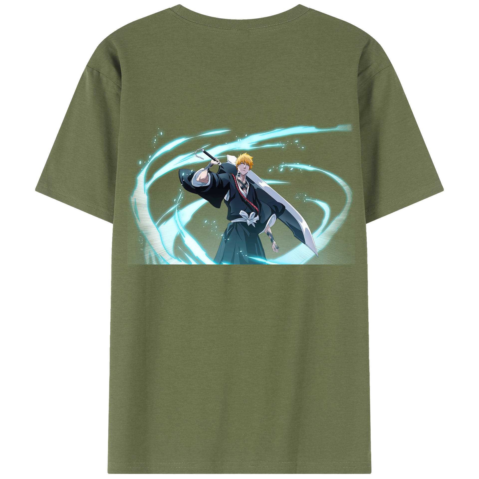 （画像用） ブリーチ 黒崎一護（くろさき いちご）BLEACH Kurosaki Ichigo 綿100％半袖Tシャツ（背面プリント）